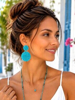 Bohemian-style Turquoise Beaded Statement Earrings